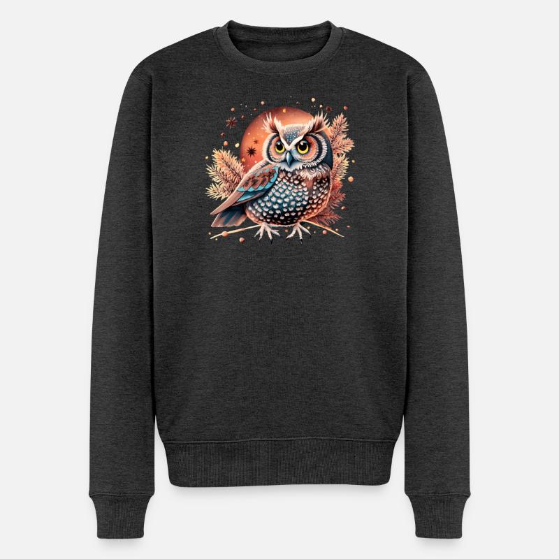 hibou_ niedliche Eule - Männer Premium Bio Pullover - Anthrazit meliert
