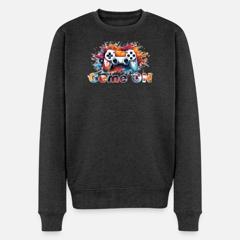 Controller GameON - Männer Premium Bio Pullover - Anthrazit meliert