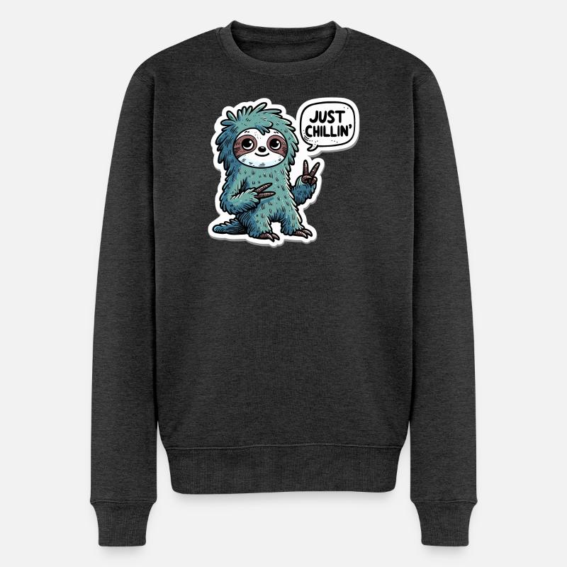 Just Chillin Faultier Sticker - Männer Premium Bio Pullover - Anthrazit meliert