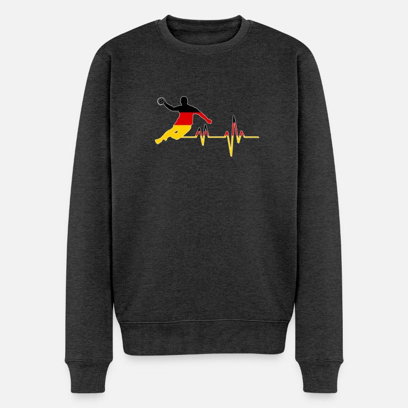 Handball Herzschlag - Männer Premium Bio Pullover - Anthrazit meliert