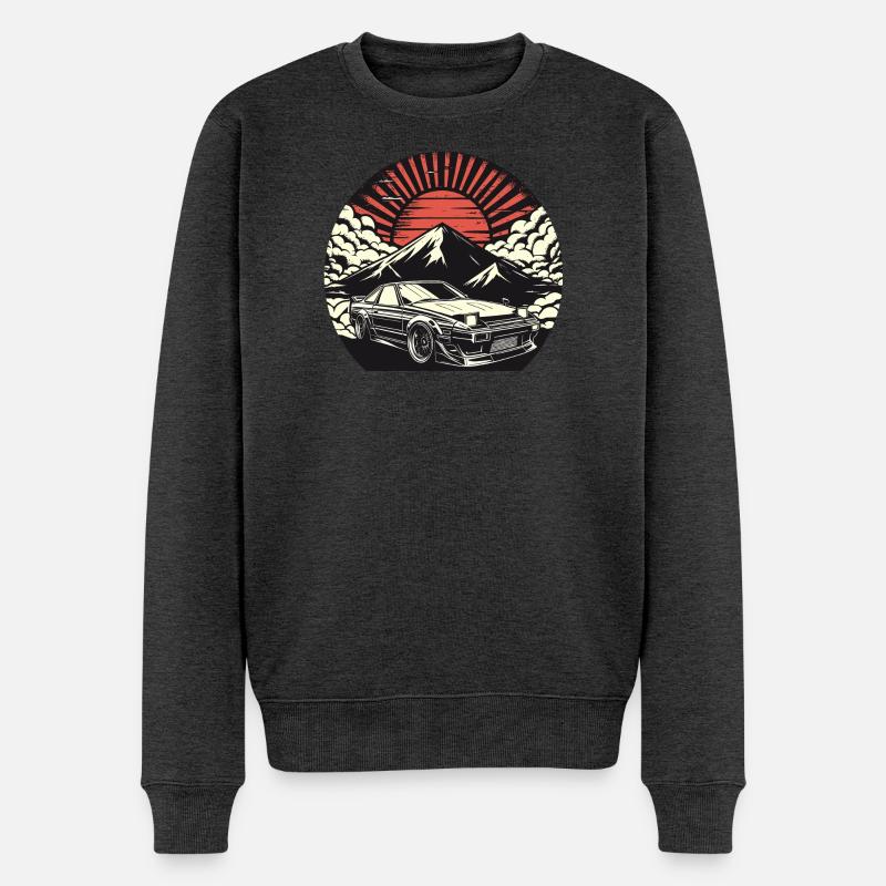 JDM-Auto Japanische Retro-Autorenn-Drift-Legende - Männer Premium Bio Pullover - Anthrazit meliert