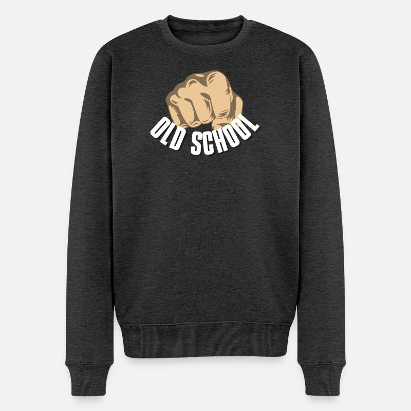 Oldschool Faust - Männer Premium Bio Pullover - Anthrazit meliert