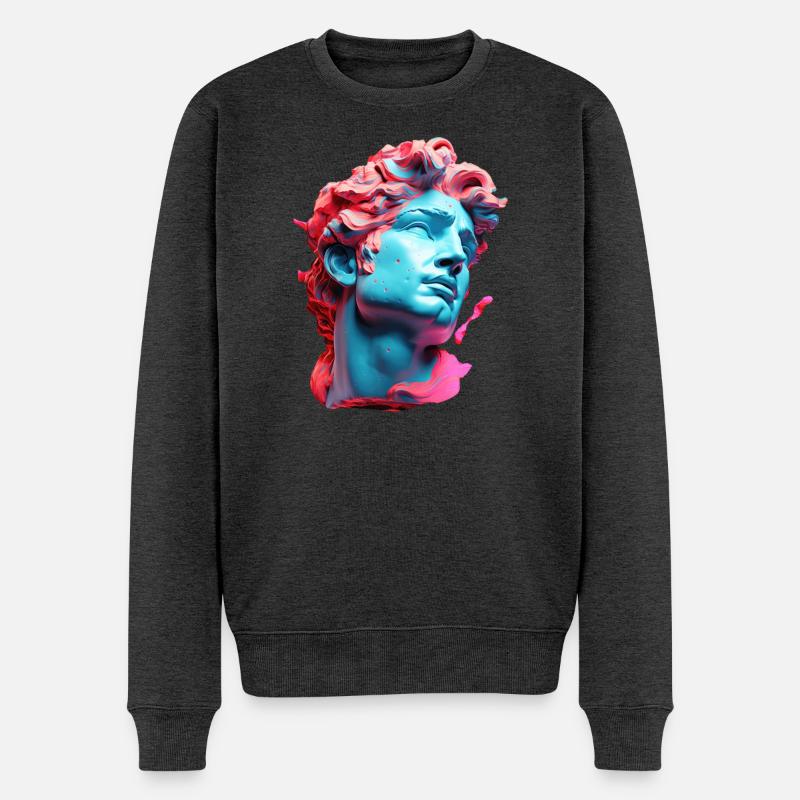 Neonmarmor-Kopf-Antlitz - Männer Premium Bio Pullover - Anthrazit meliert