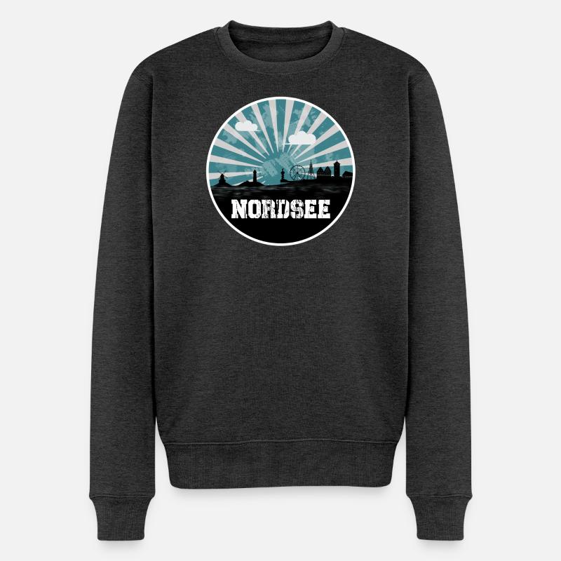 Nordsee Blue Hour Skyline - Männer Premium Bio Pullover - Anthrazit meliert