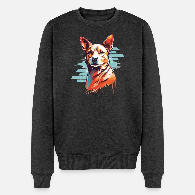 Hunde Kopf - Männer Premium Bio Pullover - Anthrazit meliert