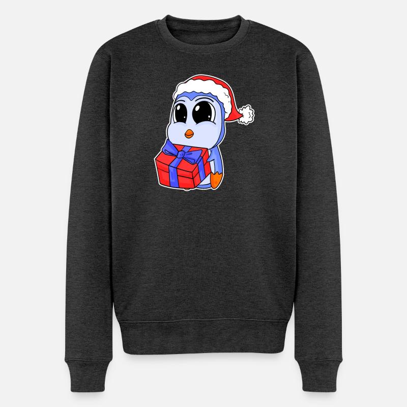 Baby Pinguin Weihnachten - Männer Premium Bio Pullover - Anthrazit meliert