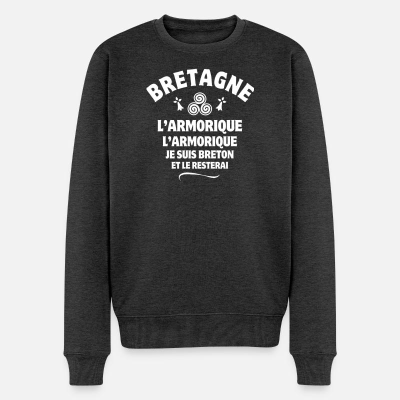 Bretagne, Armorica, ich bin Bretone - Männer Premium Bio Pullover - Anthrazit meliert