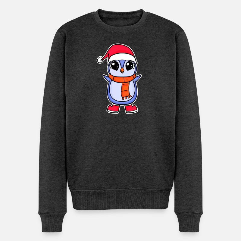 Pinguin Weihnachten - Männer Premium Bio Pullover - Anthrazit meliert