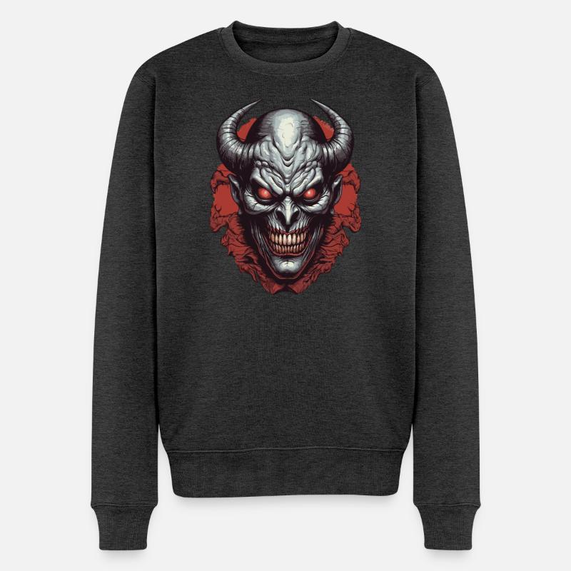 Höllen Dämon - Männer Premium Bio Pullover - Anthrazit meliert