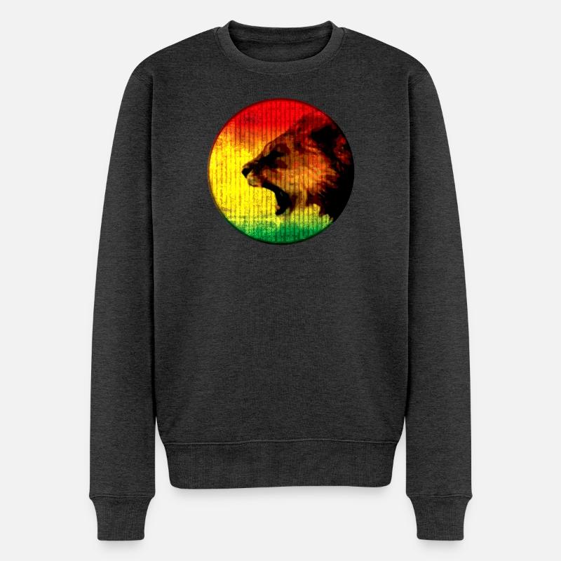 Lion d’Afrique aux couleurs rasta - Pull Premium bio Homme - anthracite chiné