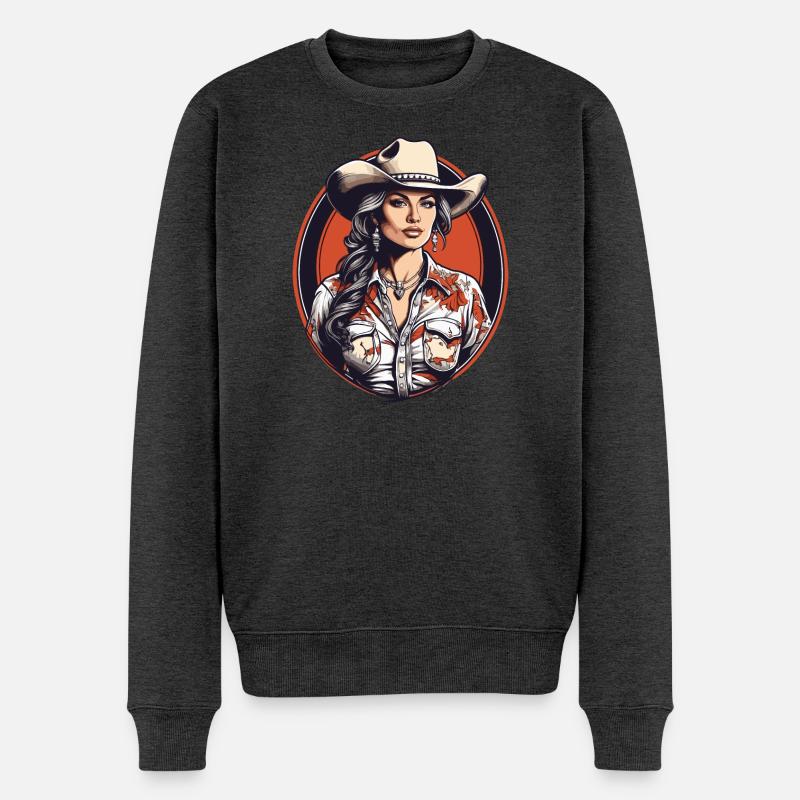 Western Girl - Männer Premium Bio Pullover - Anthrazit meliert