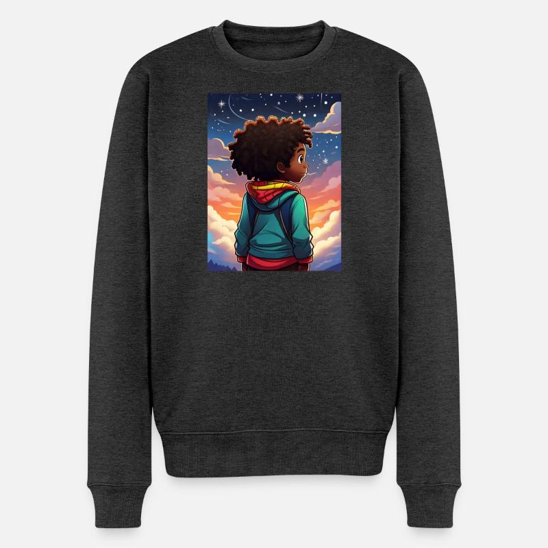 Nachthimmel Abenteuer Kinderdesign - Männer Premium Bio Pullover - Anthrazit meliert