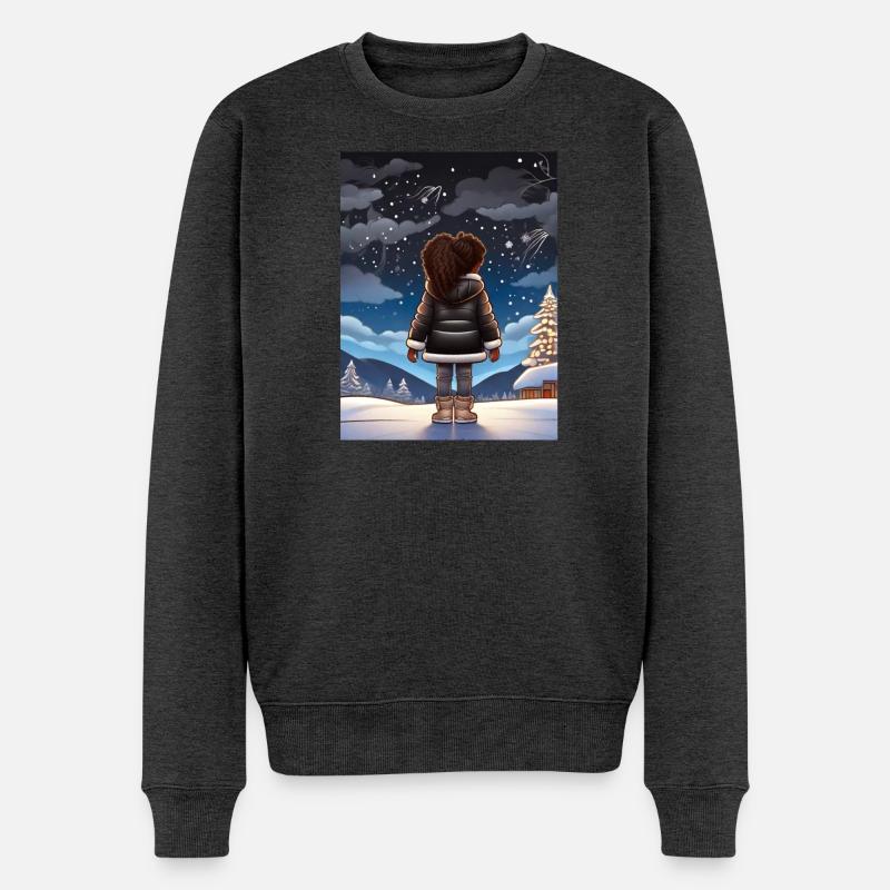 Winterträume unter Sternenhimmel - Männer Premium Bio Pullover - Anthrazit meliert