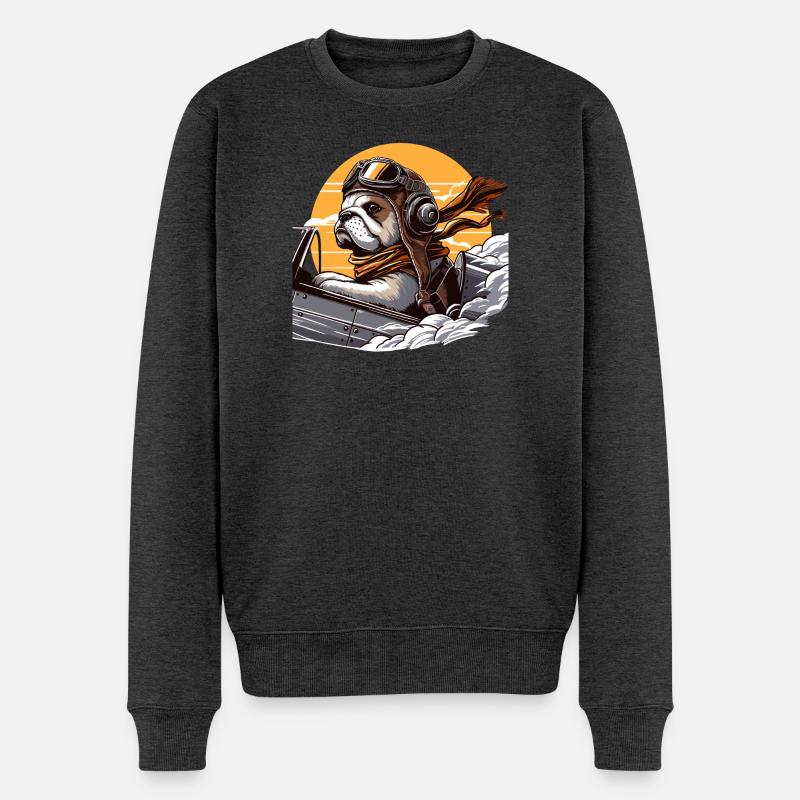 Pilote de bouledogue - Pull Premium bio Homme - anthracite chiné