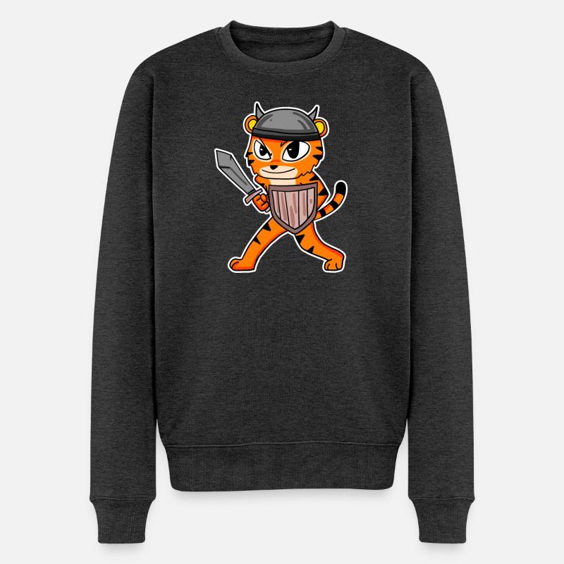 Wikinger Motiv Tiger - Männer Premium Bio Pullover - Anthrazit meliert