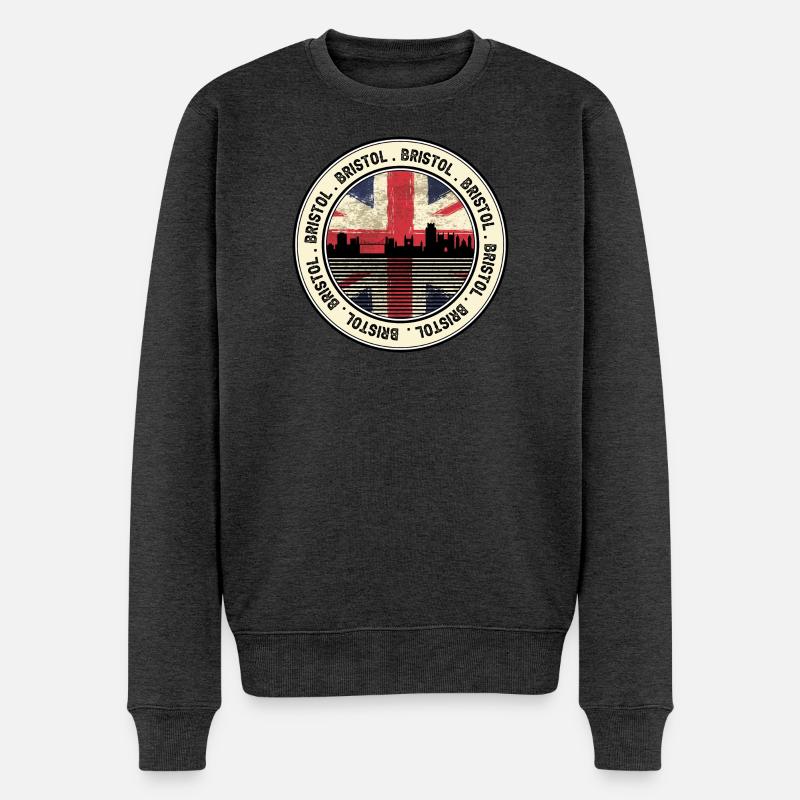 Bristol Union Flag Skyline-Abzeichen - Männer Premium Bio Pullover - Anthrazit meliert