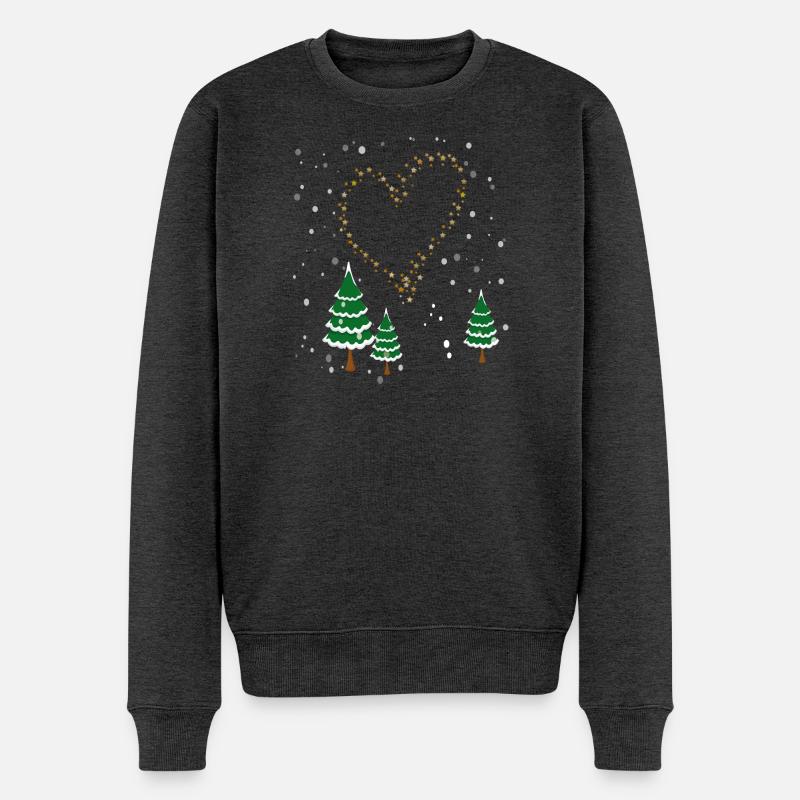 Winterwald Herz Sterne - Männer Premium Bio Pullover - Anthrazit meliert