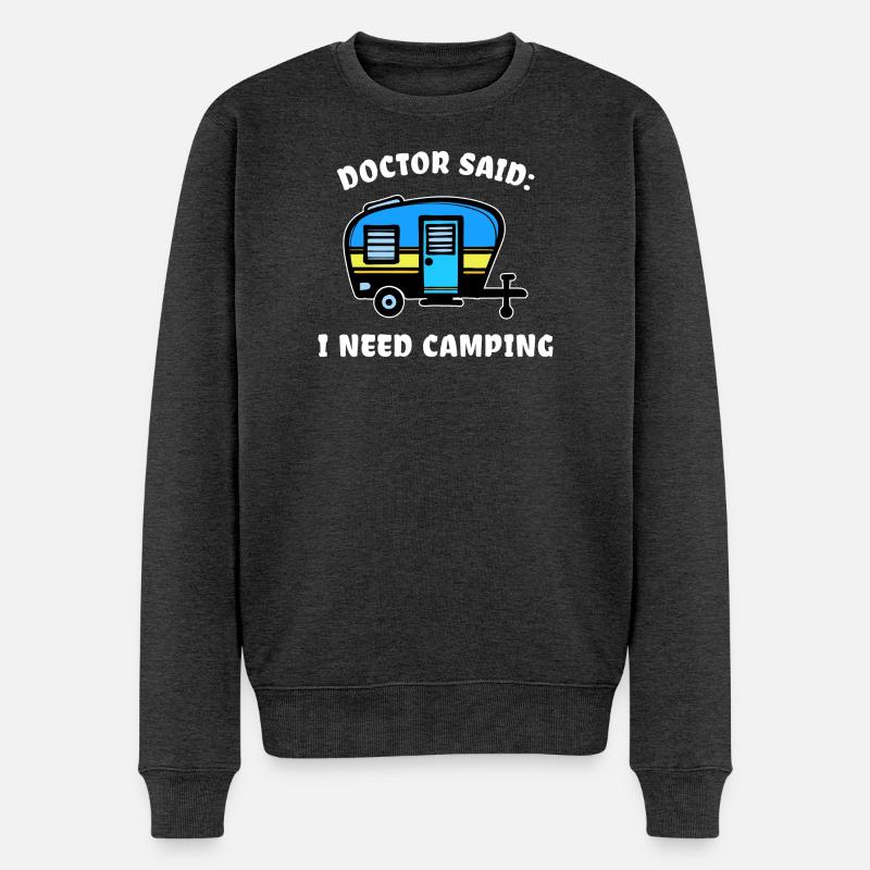 Urlaub Statement Wohnwagen Camping Wanderer - Männer Premium Bio Pullover - Anthrazit meliert
