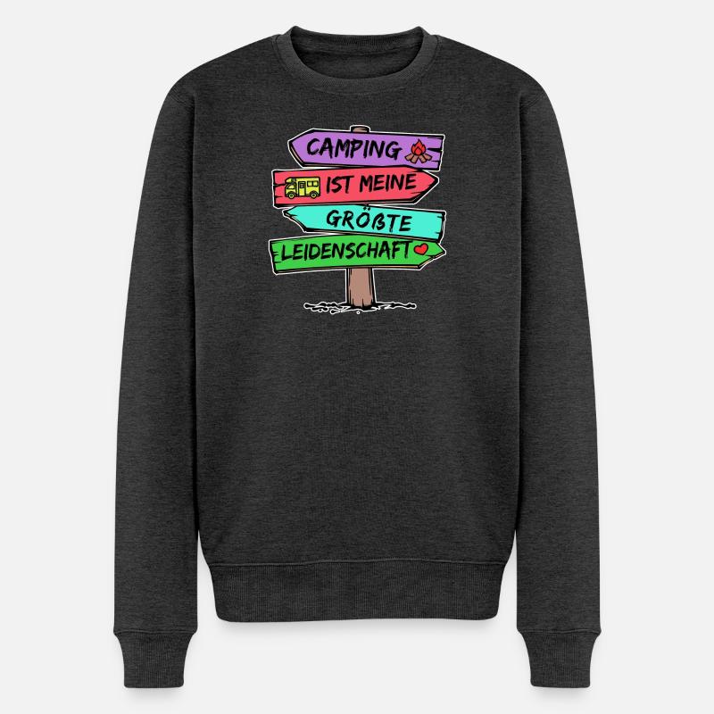 Camping Statement Wanderlust Wanderer Herz Camper - Männer Premium Bio Pullover - Anthrazit meliert