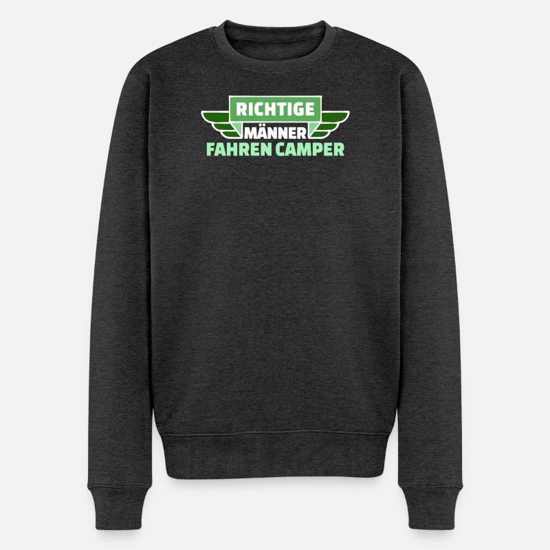 Camping Wanderer Camper Wanderlust Statement - Männer Premium Bio Pullover - Anthrazit meliert