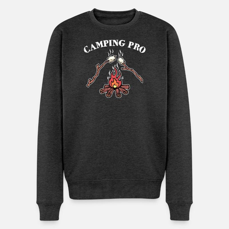 Camping Statement Campingplatz Lagerfeuer Campen - Männer Premium Bio Pullover - Anthrazit meliert