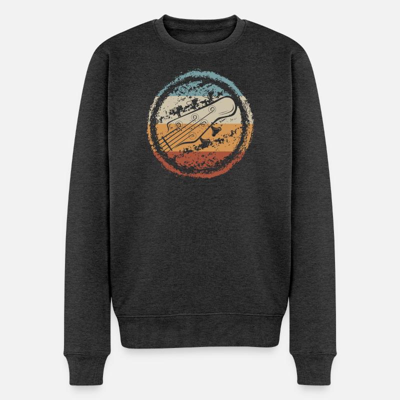 Retro Gitarre Sunset Circle - Männer Premium Bio Pullover - Anthrazit meliert
