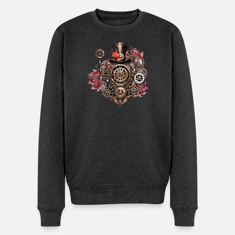 Wunderbares Steampunk-Design - Männer Premium Bio Pullover - Anthrazit meliert