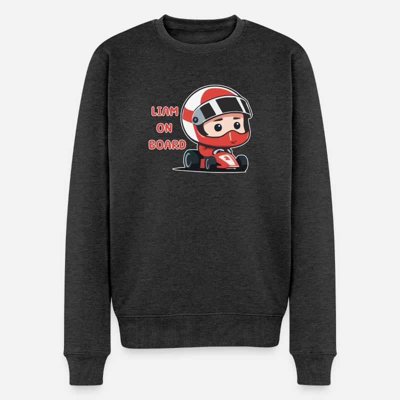 Liam on board - Männer Premium Bio Pullover - Anthrazit meliert