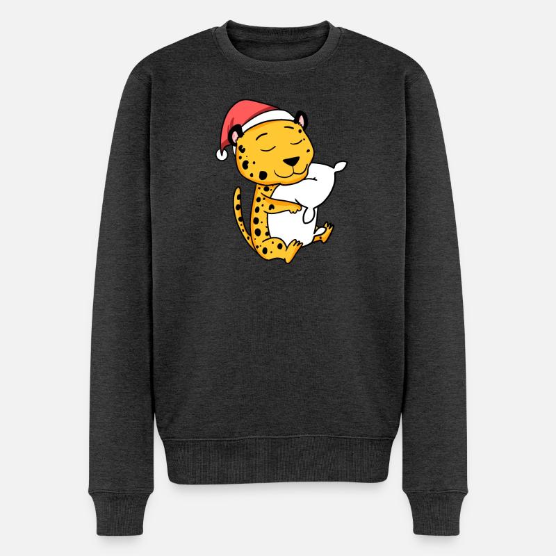 Guépard Mignon Fatigué Noël - Pull Premium bio Homme - anthracite chiné