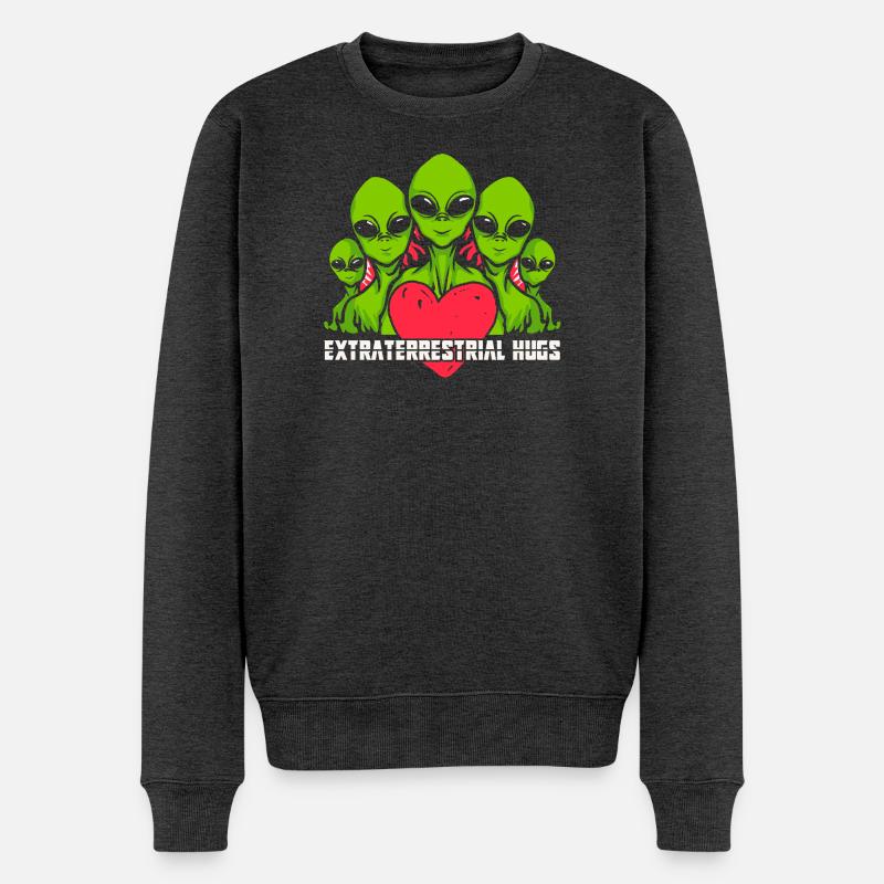 Alien, UFO, Fliegende Untertasse - Männer Premium Bio Pullover - Anthrazit meliert