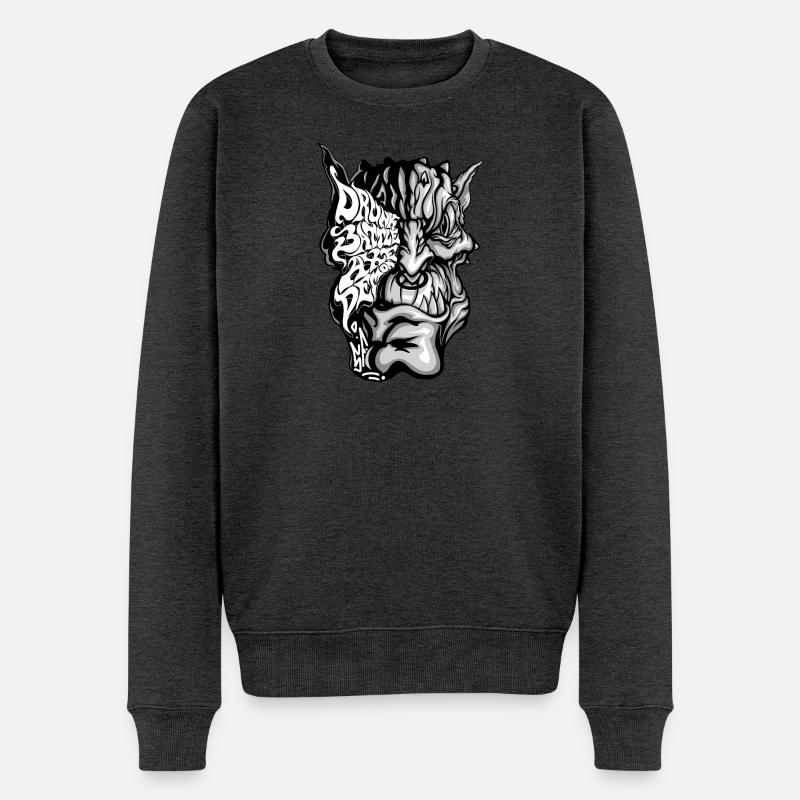 Betrunkener Streitaxt-Dämon - Männer Premium Bio Pullover - Anthrazit meliert