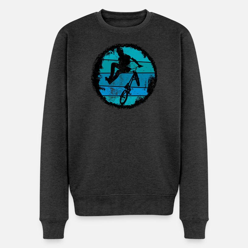 BMX Trick Silhouette - Männer Premium Bio Pullover - Anthrazit meliert