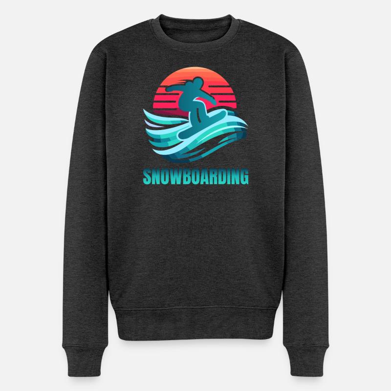 Lebendige Snowboard-Surfszene - Männer Premium Bio Pullover - Anthrazit meliert