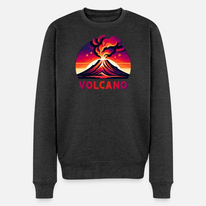 Lebendige Eruption Vulkan Illustration - Männer Premium Bio Pullover - Anthrazit meliert