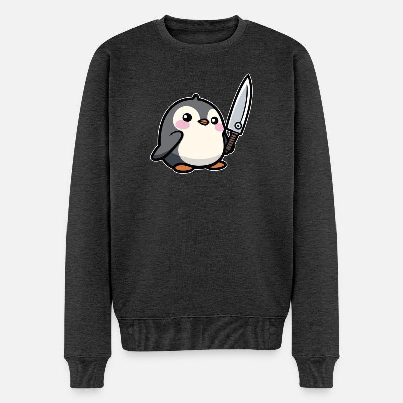 Drôle de pingouin - Pull Premium bio Homme - anthracite chiné