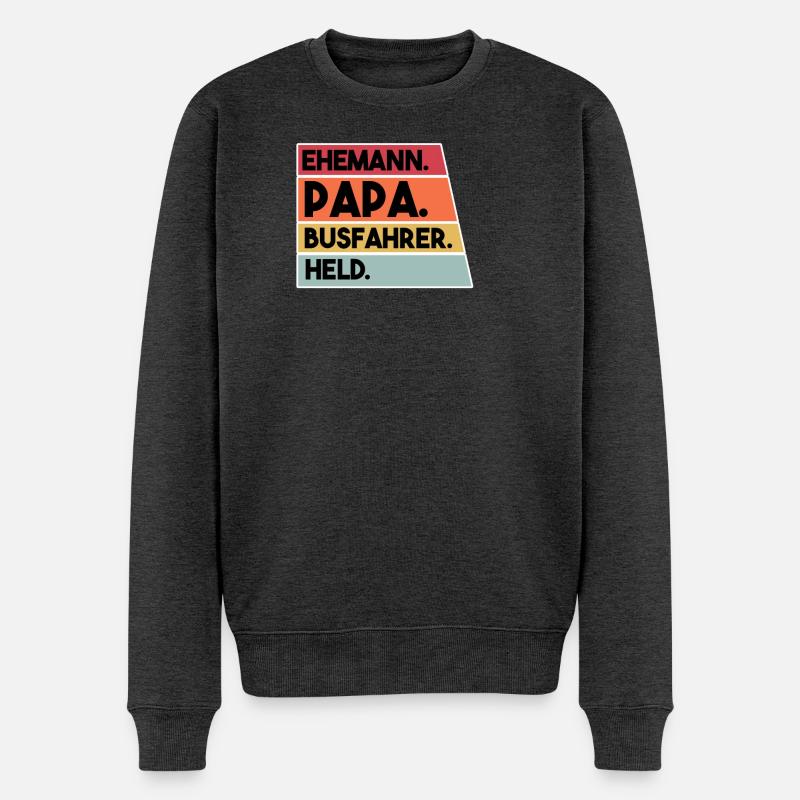 Busfahrer Papa Vatertag - Männer Premium Bio Pullover - Anthrazit meliert