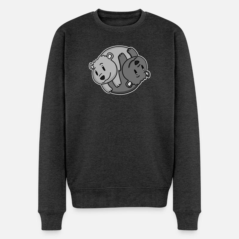 Yin Yang Bär - Männer Premium Bio Pullover - Anthrazit meliert