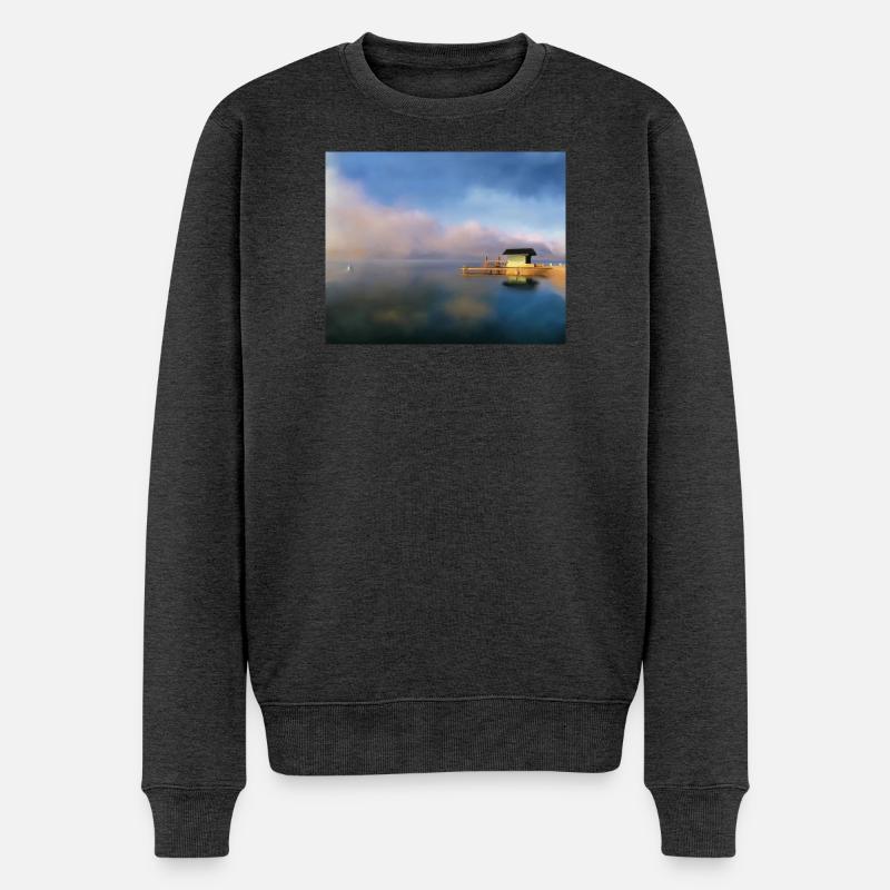 Lac Ponton Embarcadère - Pull Premium bio Homme - anthracite chiné