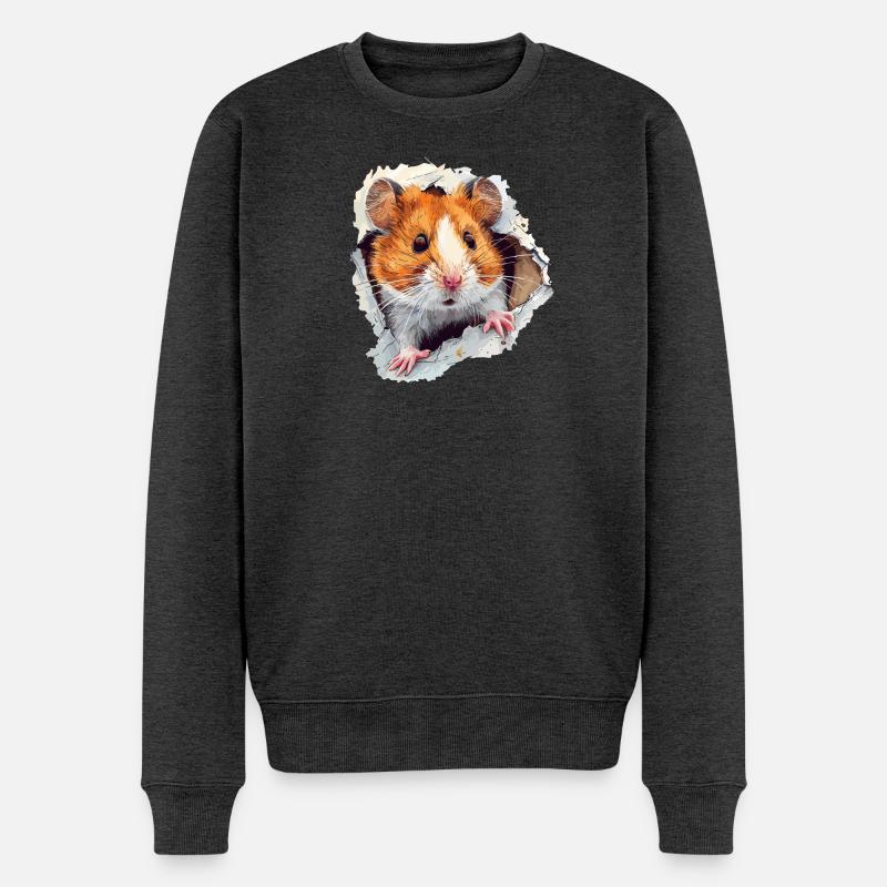 Hamster Hamsterkopf Goldhamster Zwerghamster - Männer Premium Bio Pullover - Anthrazit meliert
