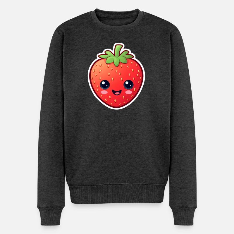 Anime Erdbeere - Männer Premium Bio Pullover - Anthrazit meliert