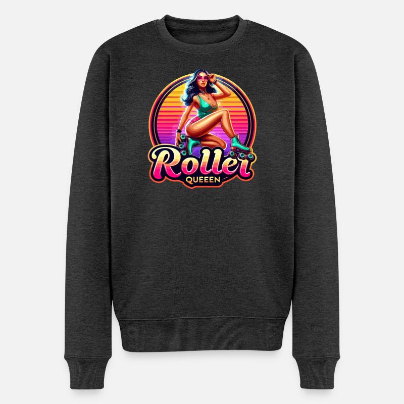 Lebendige Rollerkönigin Illustration - Männer Premium Bio Pullover - Anthrazit meliert