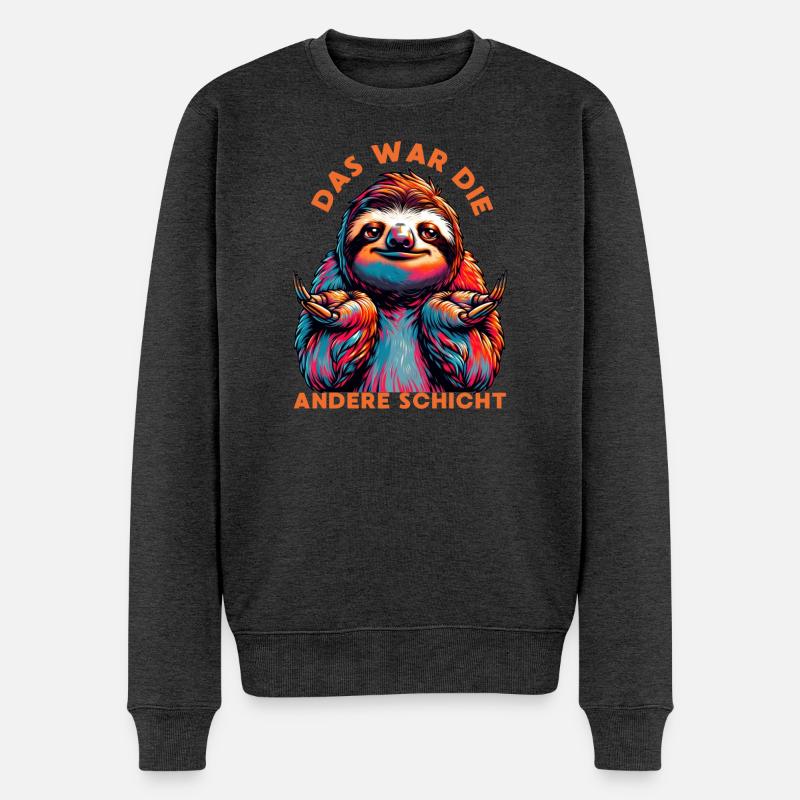 Das war die andere Schicht Faultier - Männer Premium Bio Pullover - Anthrazit meliert