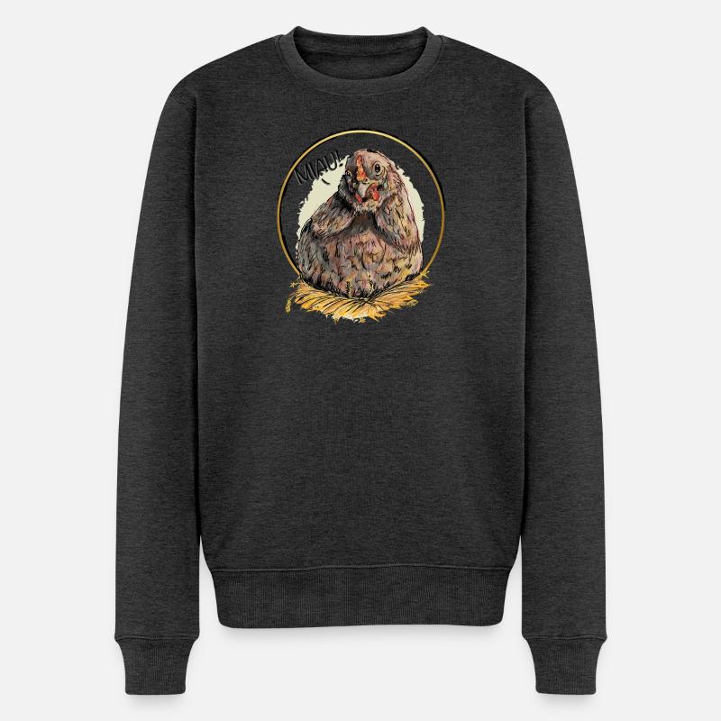 Miaulement du poulet de Pâques - Pull Premium bio Homme - anthracite chiné