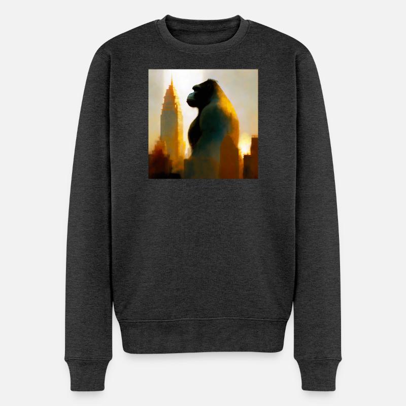 Gorilla 02 - Männer Premium Bio Pullover - Anthrazit meliert