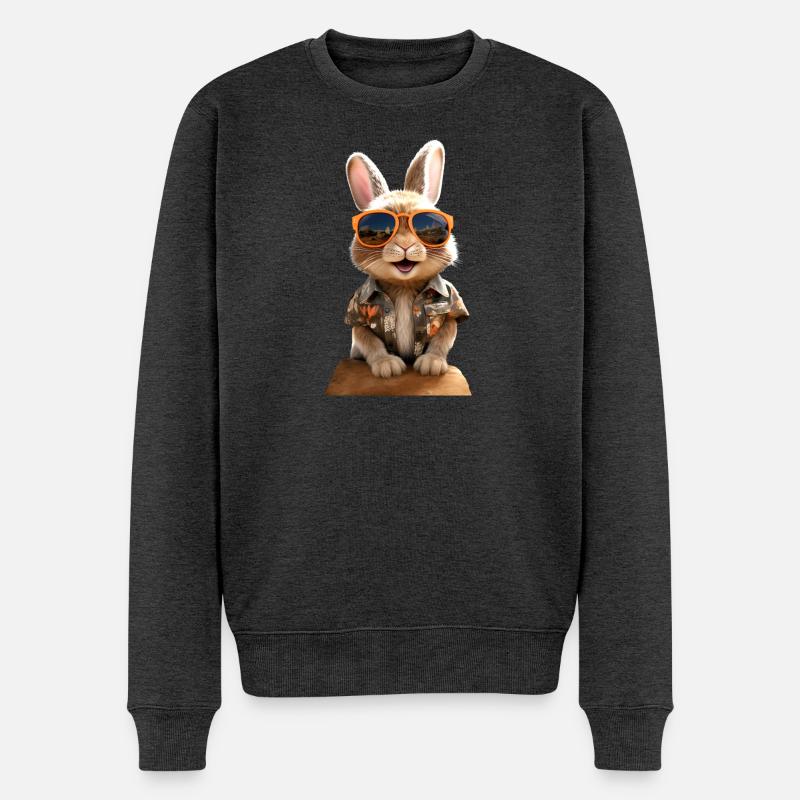 Hase Kaninchen Feldhase Bunny Geschenk Süße Hasen - Männer Premium Bio Pullover - Anthrazit meliert