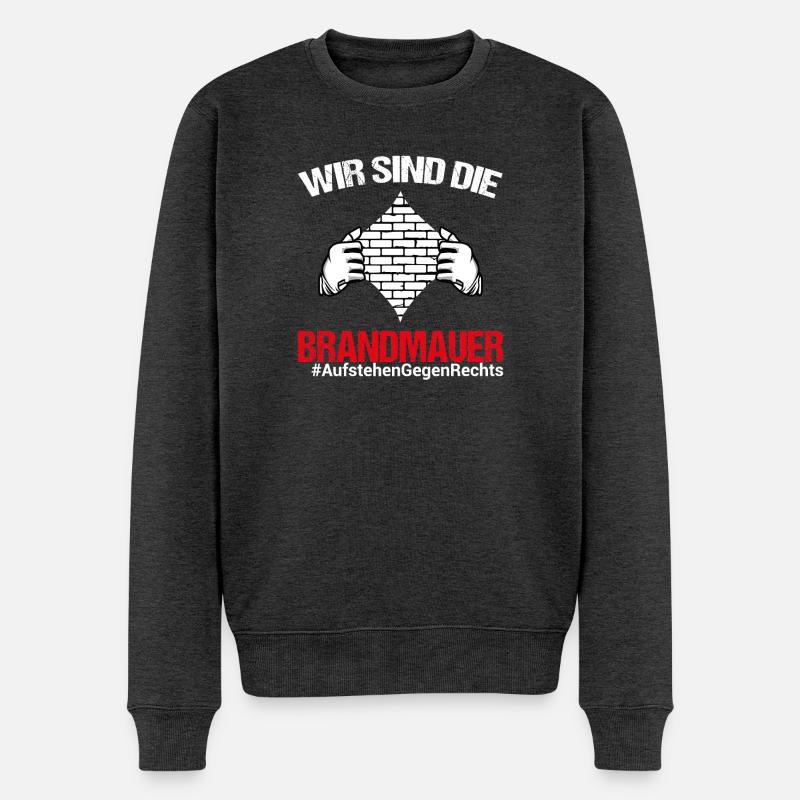 Brandmauer gegen Rechts gegen AfD - Männer Premium Bio Pullover - Anthrazit meliert