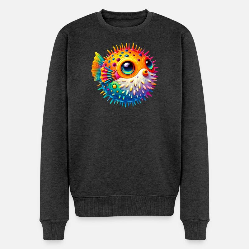 Kugelfisch - Männer Premium Bio Pullover - Anthrazit meliert