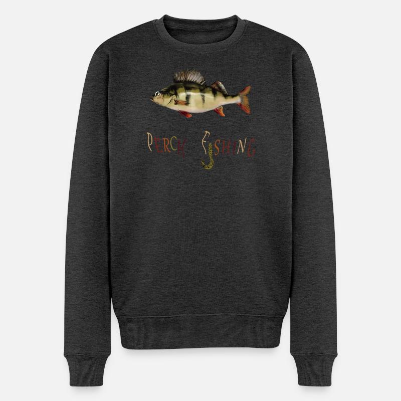 Barsch Angler - Männer Premium Bio Pullover - Anthrazit meliert