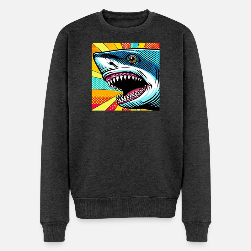 Hai Pop Art - Männer Premium Bio Pullover - Anthrazit meliert