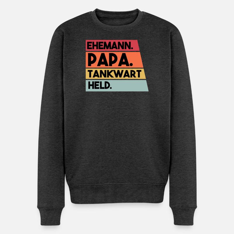 Ehemann Papa Tankwart Held - Männer Premium Bio Pullover - Anthrazit meliert